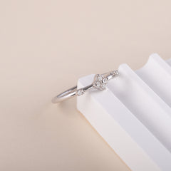 Unique Minimalist & Delicate 925 Sterling Silver CZ Floral Promise Ring for Her