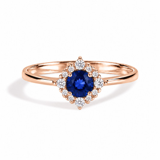 Celeste Rose Gold Sapphire Halo Ring