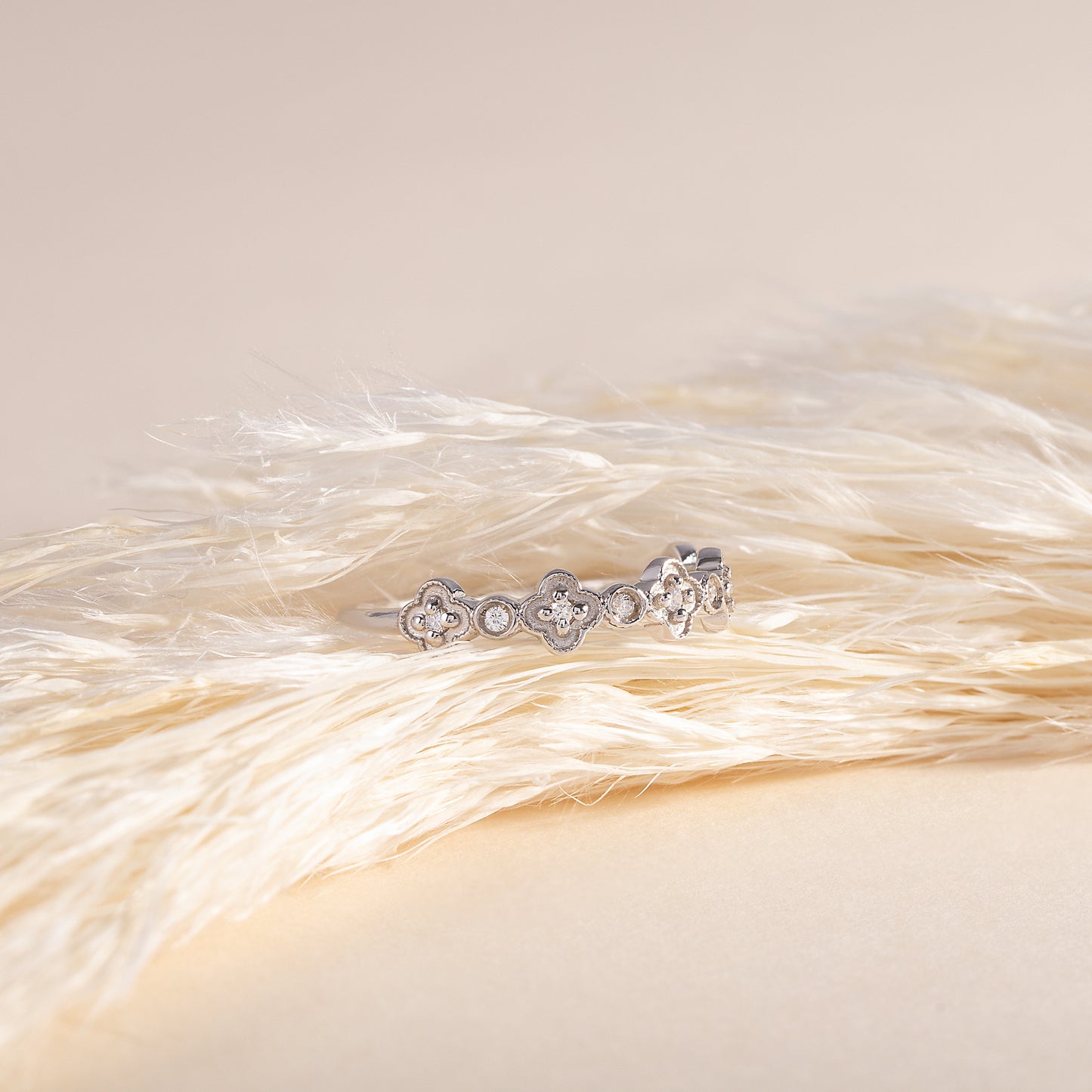 Women Vintage Style Art Deco 925 Sterling Silver Half Eternity CZ Wedding Band