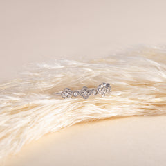 Women Vintage Style Art Deco 925 Sterling Silver Half Eternity CZ Wedding Band
