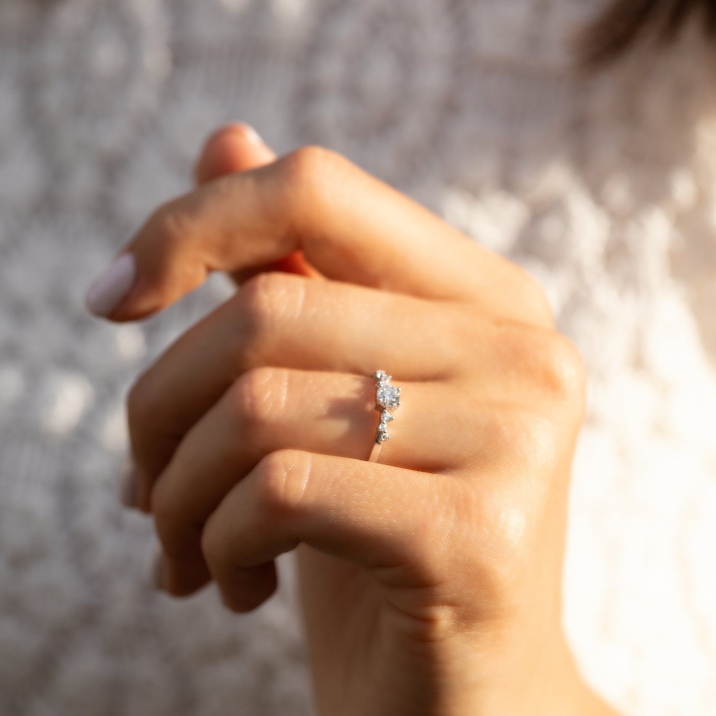 Minimalist Dainty 925 Sterling Silver CZ Women Engagement Ring