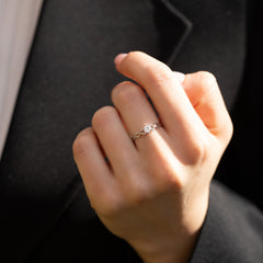 Dainty Minimalist 925 Sterling Silver Solitaire CZ Heart Promise Ring for Her