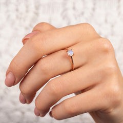 Elira Rose Gold Moonstone Round Solitaire Ring