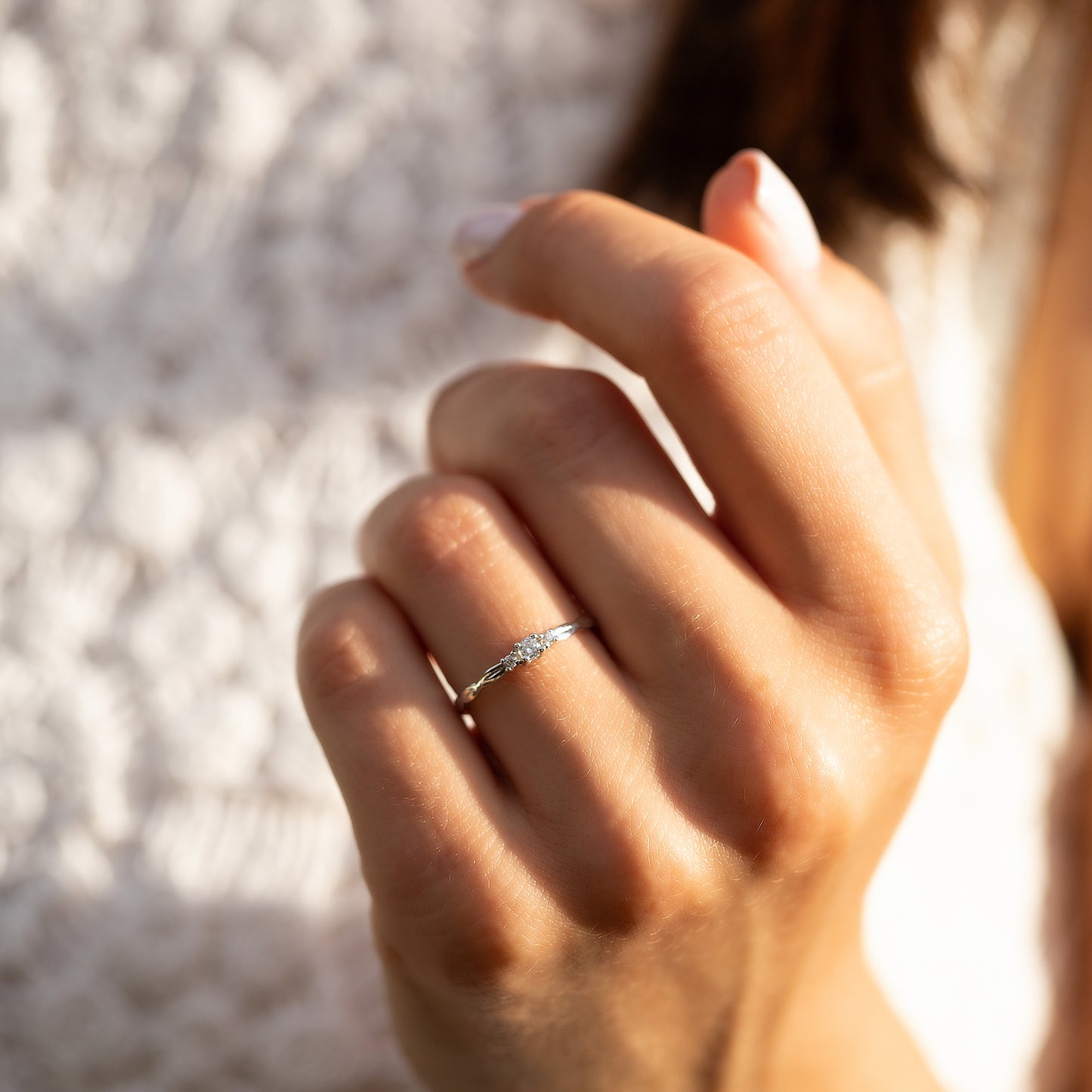Dainty & Elegant 925 Sterling Silver CZ Knot Promise Ring for Her