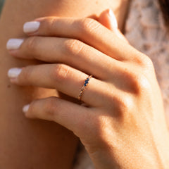 Sylvie Rose Gold Blue Sapphire Celtic Ring