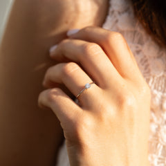 Minimalist Delicate 925 Sterling Silver Solitaire Cubic Zirconia Promise Ring for Her