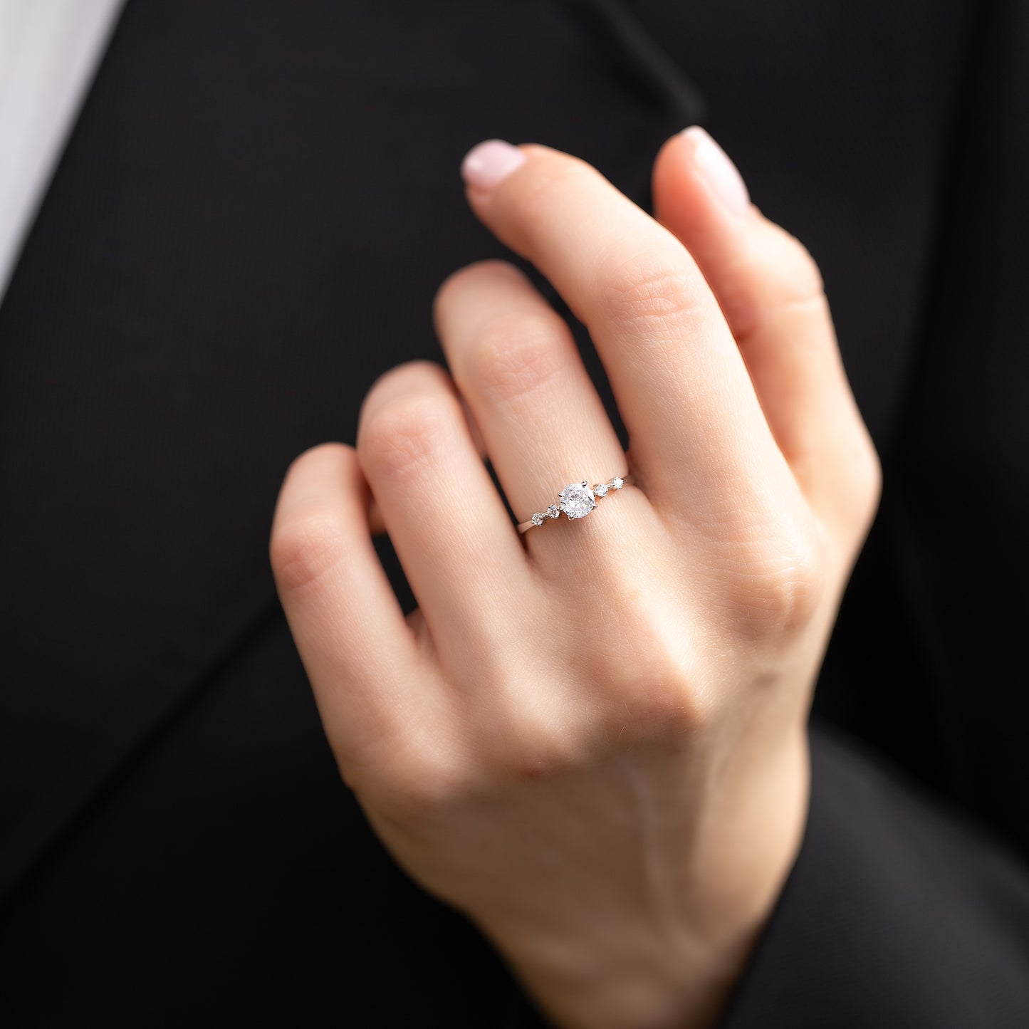 Damen zierlicher Verlobungsring aus 925 Sterling Silber mit Zirkonia