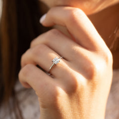 Dainty Minimalist 925 Sterling Silver Solitaire CZ Promise Ring for Her