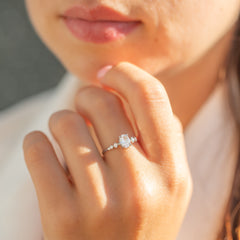 Dainty Minimalist 925 Sterling Silver Oval Cut Cubic Zirconia Promise Ring for Her