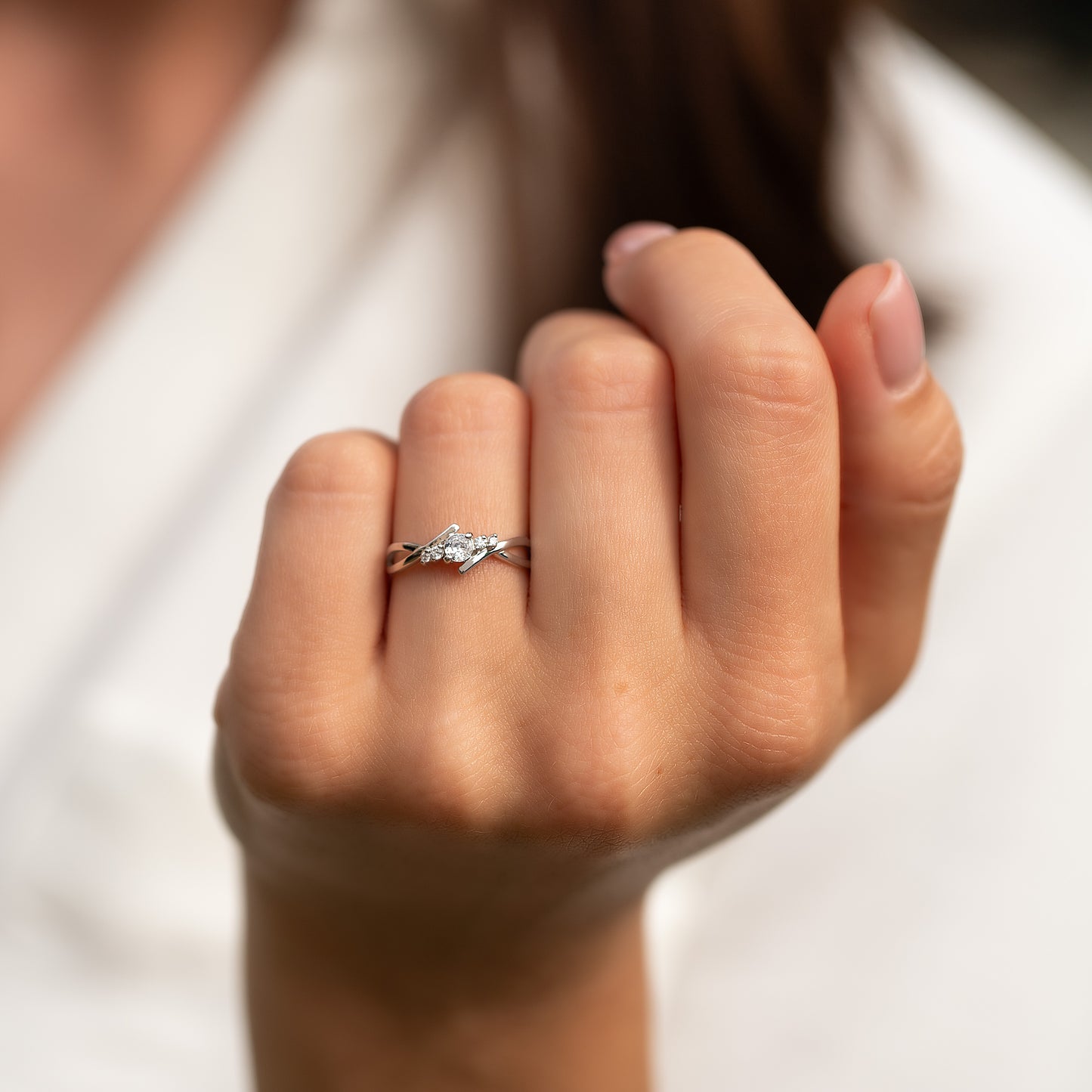 Promise Silver Cubic Zirconia Twist Ring for Her