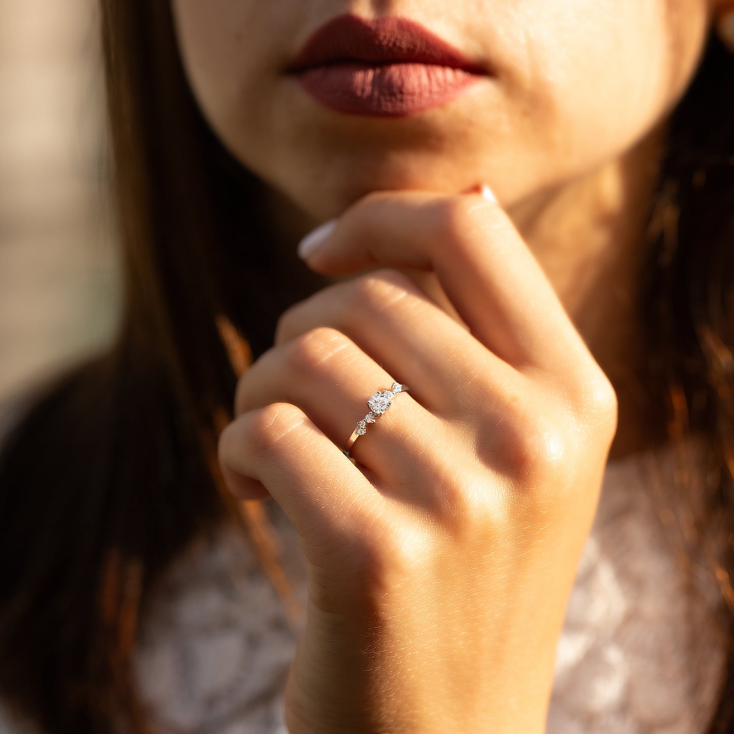 Minimalist Dainty 925 Sterling Silver CZ Women Engagement Ring