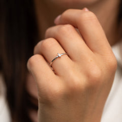 Minimalist Delicate 925 Sterling Silver Marquise CZ Solitaire Promise Ring for Her