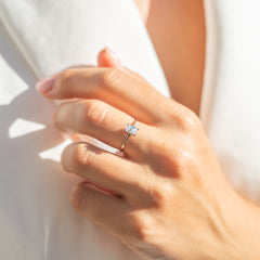 Dainty Minimalist 925 Sterling Silver Baguette Cubic Zirconia Solitaire Engagement Ring for Her