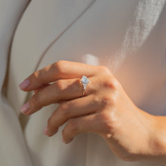 Vintage Style Art Deco 925 Sterling Silver Oval & Marquise Cut Cubic Zirconia Engagement Ring