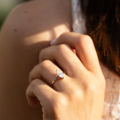 Women Unique 925 Sterling Silver Marquise Cut Solitaire CZ Engagement Ring