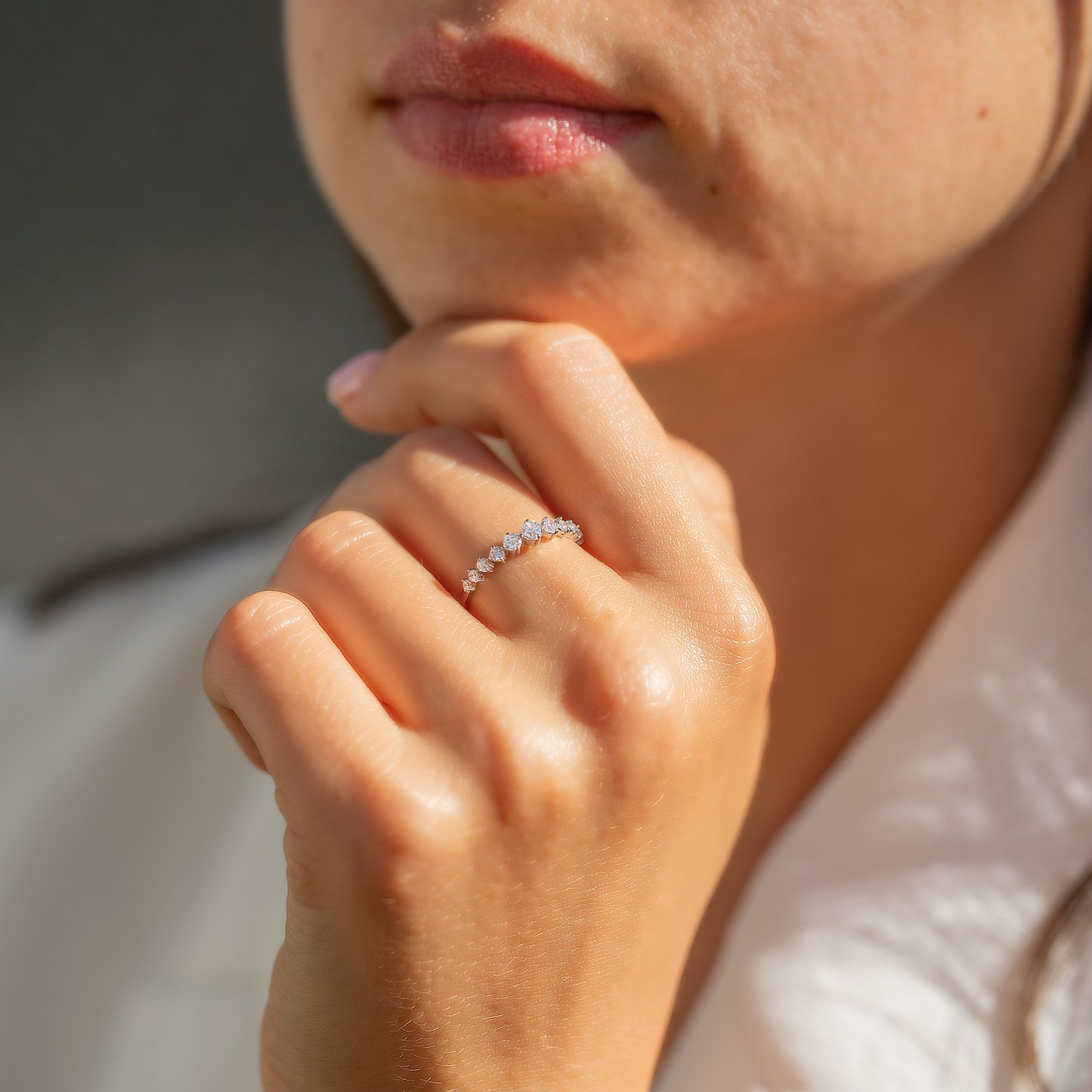 Women Dainty 925 Sterling Silver CZ Wedding Band