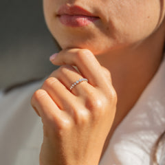 Women Dainty 925 Sterling Silver CZ Wedding Band