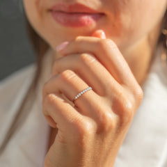 Minimalist Dainty 925 Sterling Silver Half Eternity CZ Stacking Ring for Her