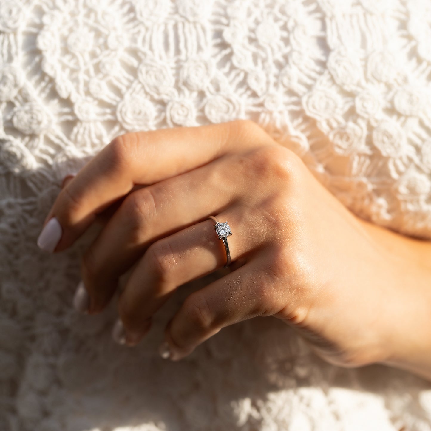 Dainty Minimalist 925 Sterling Silver Solitaire CZ Promise Ring for Her