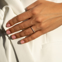 Women Dainty & Elegant 925 Sterling Silver CZ Wedding Band or Stacking Ring