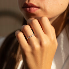 Women Dainty & Elegant 925 Sterling Silver CZ Wedding Band or Stacking Ring
