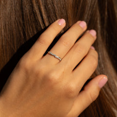 Women Dainty & Elegant 925 Sterling Silver CZ Wedding Band or Stacking Ring