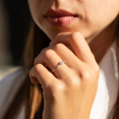Unique Minimalist & Delicate 925 Sterling Silver CZ Floral Promise Ring for Her