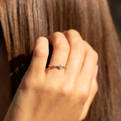 Unique Minimalist & Delicate 925 Sterling Silver CZ Floral Promise Ring for Her