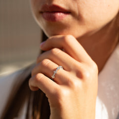 Unique Vintage Style Art Deco 925 Sterling Silver Half Eternity CZ Wedding Band for Her