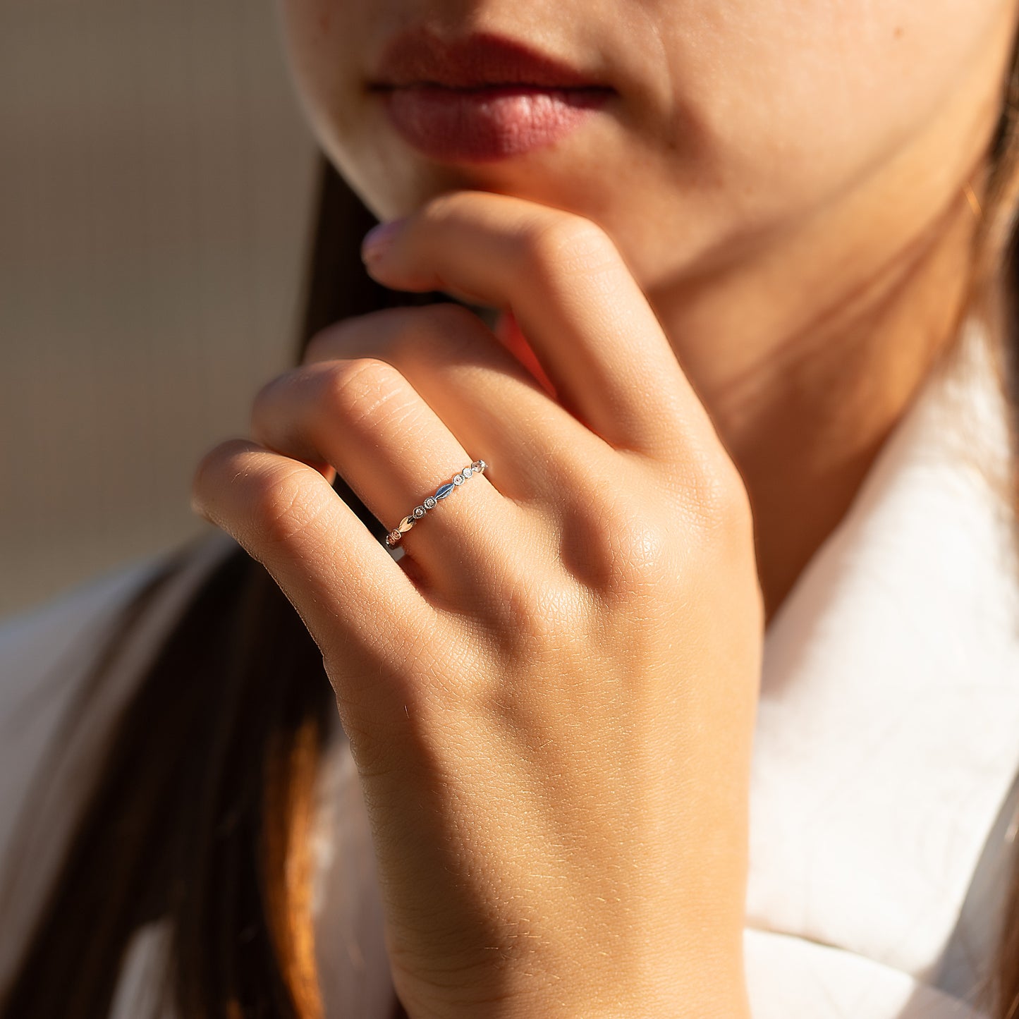 Women Minimalist Delicate 925 Sterling Silver CZ Promise Ring or Stacking Ring