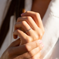 Women Minimalist Delicate 925 Sterling Silver CZ Promise Ring or Stacking Ring