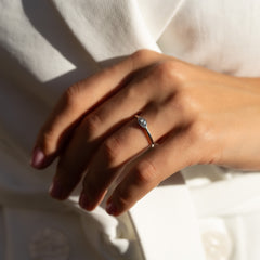 Dainty Minimalist 925 Sterling Silver Solitaire Bezel Set CZ Promise Ring for Her