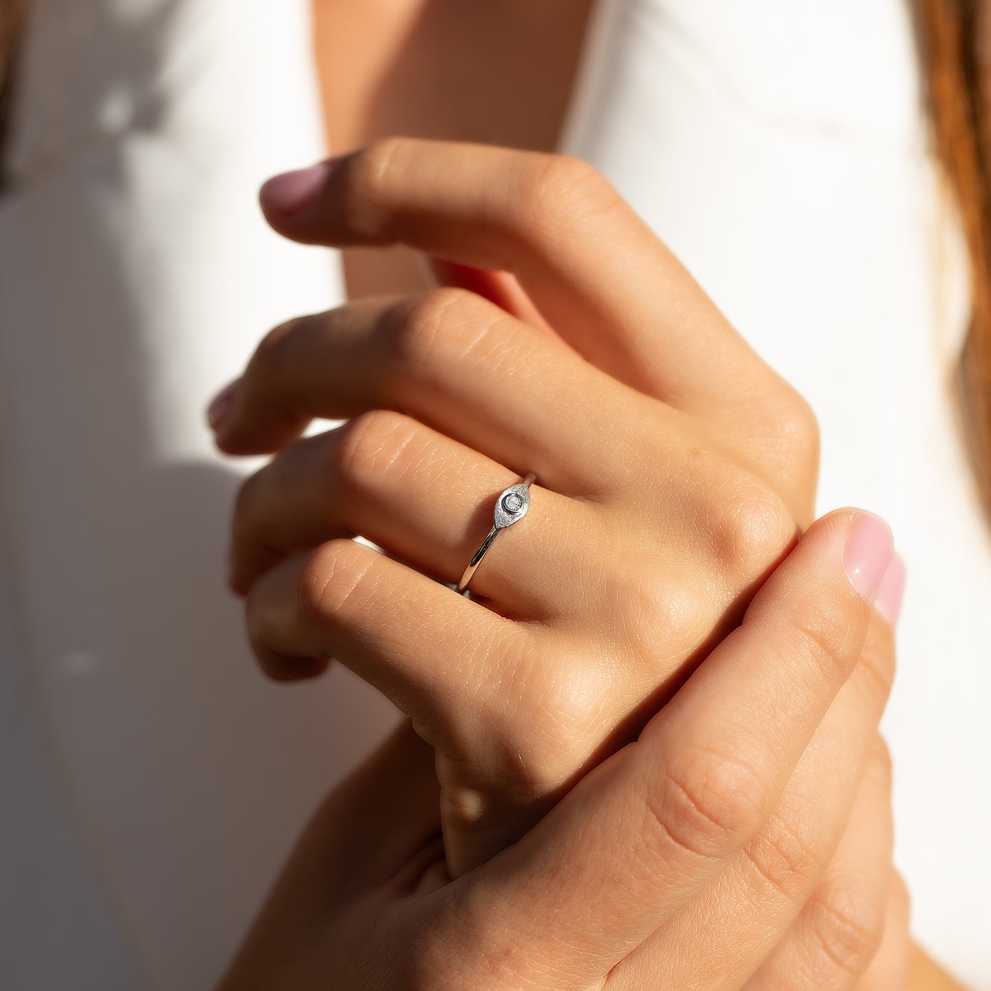 Dainty Minimalist 925 Sterling Silver Solitaire Bezel Set CZ Promise Ring for Her