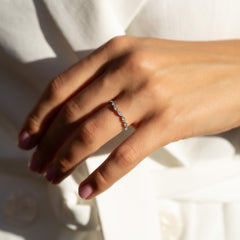 Women Dainty 925 Sterling Silver CZ Curved Stacking Wedding Band