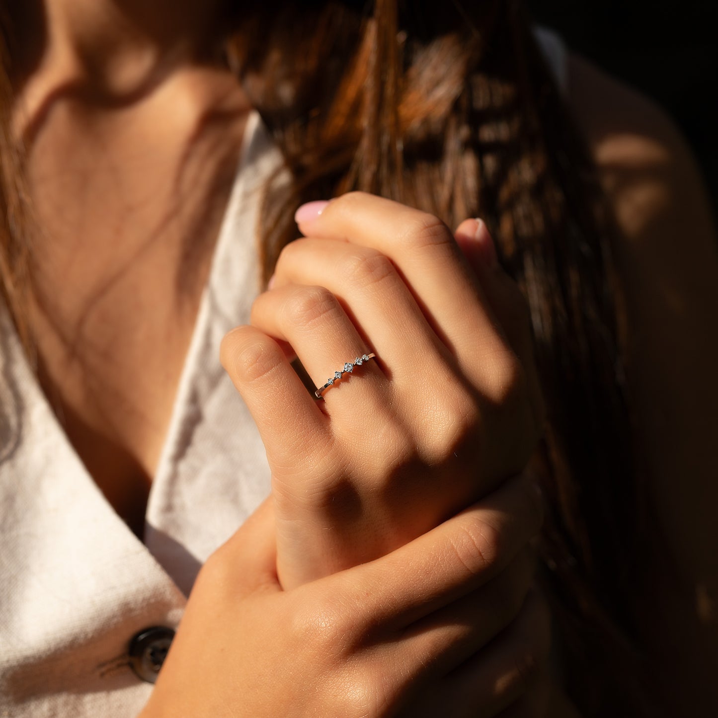 Dainty Minimalist 925 Sterling Silver CZ Promise Ring for Her