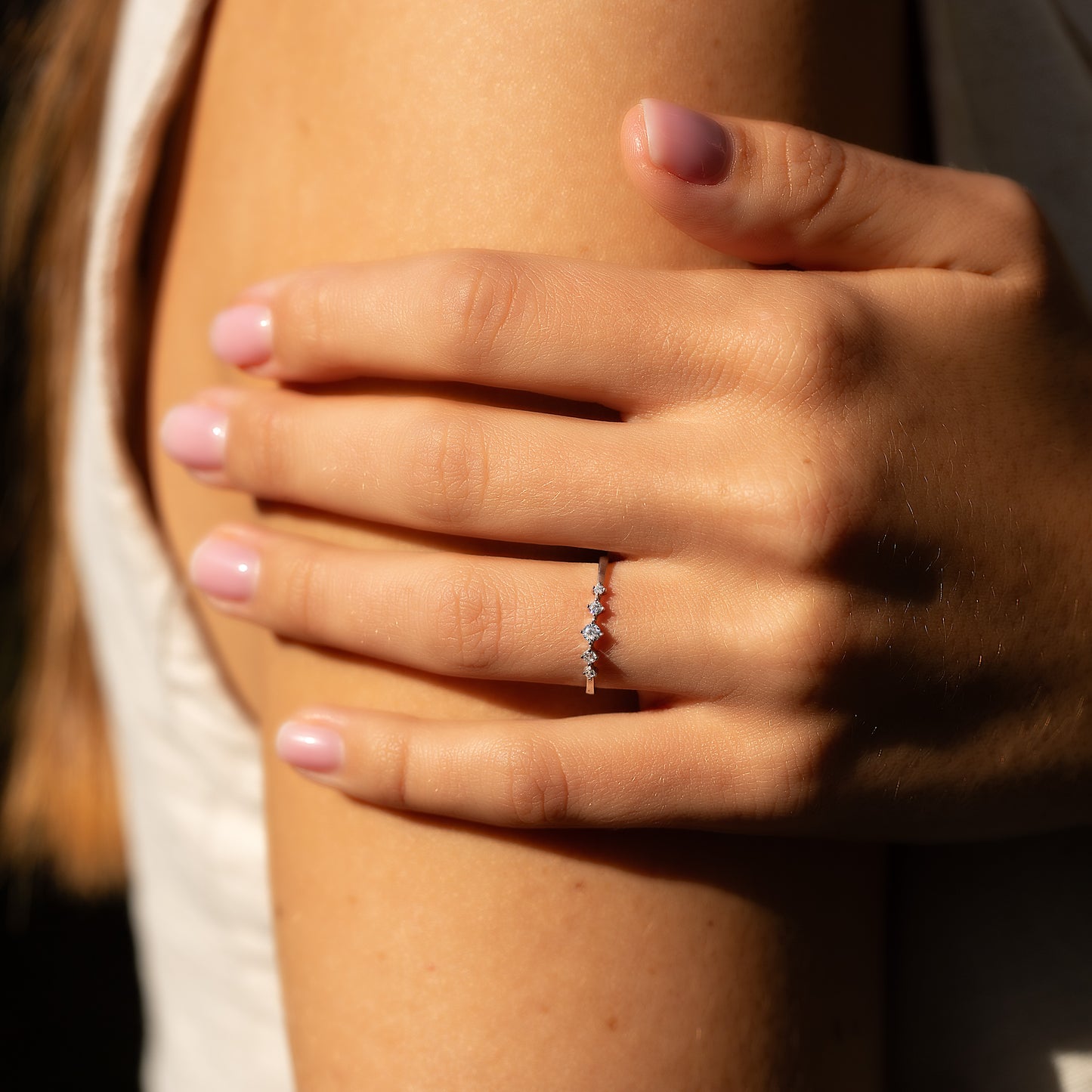 Dainty Minimalist 925 Sterling Silver CZ Promise Ring for Her