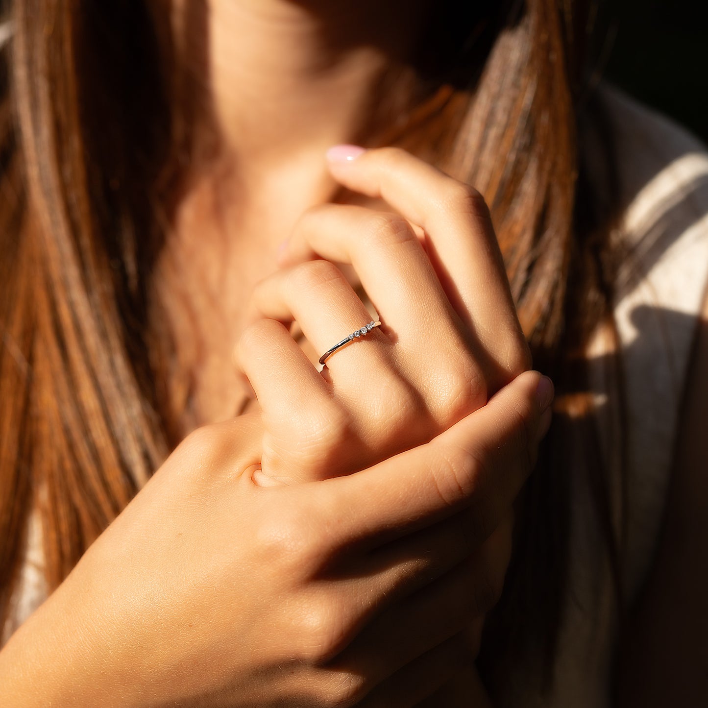 Minimalist Delicate 925 Sterling Silver CZ Chevron Women Wedding Band