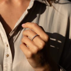 Women Dainty 925 Sterling Silver Half Eternity CZ Wedding Band