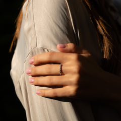 Women Unique 925 Sterling Silver CZ Heart Wedding Band