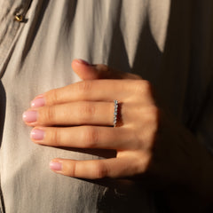 Women Unique 925 Sterling Silver Half Eternity CZ Wedding Band