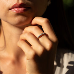 Women Unique 925 Sterling Silver Half Eternity CZ Wedding Band