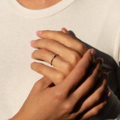 Minimalist Delicate 925 Sterling Silver Baguette CZ Solitaire Promise Ring for Her