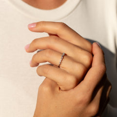 Women Minimalist Elegant 925 Sterling Silver CZ Cluster Wedding Band