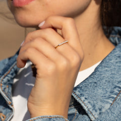 Women Dainty 18K Yellow Gold Vermeil Silver CZ Promise Ring
