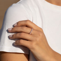 Women Dainty Victorian Style 18k Rose Gold Vermeil Silver Marquise CZ Wedding Band, Unique Stackable Band