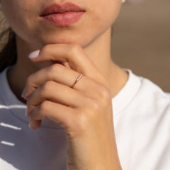 Minimalist Dainty 18k Rose Gold Vermeil Silver Curved CZ Stacking Ring