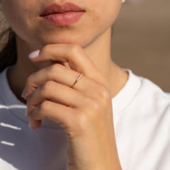 Dainty 18K Gold Vermeil Silver CZ Curved Stacking Ring or Chevron Wedding Band