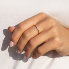 Dainty 18K Gold Vermeil Silver CZ Curved Stacking Ring or Chevron Wedding Band