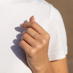 Women Dainty 18K Rose Gold Vermeil Silver Half Eternity Pave CZ Stacking Wedding Band
