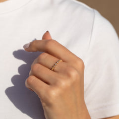 Women Dainty 18K Yellow Gold Vermeil SIlver CZ Geometric Stacking Ring